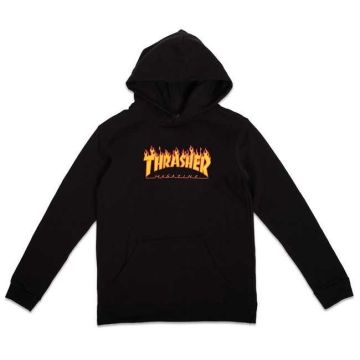 Thrasher Youth Flame Logo Hættetrøje Black